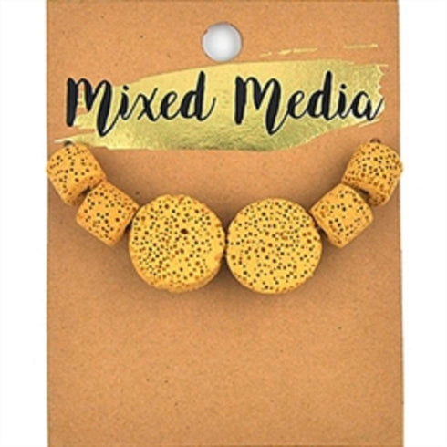 AussieSuperStore Jewellery Making Supplies Yellow Lava Flat Round & Tube Beads (in 5 colours) Lava Flat Round & Tube Beads (in 5 colours) | Jewellery Making Beads | Jewellery Making Supplies 9323823209094 MM2010